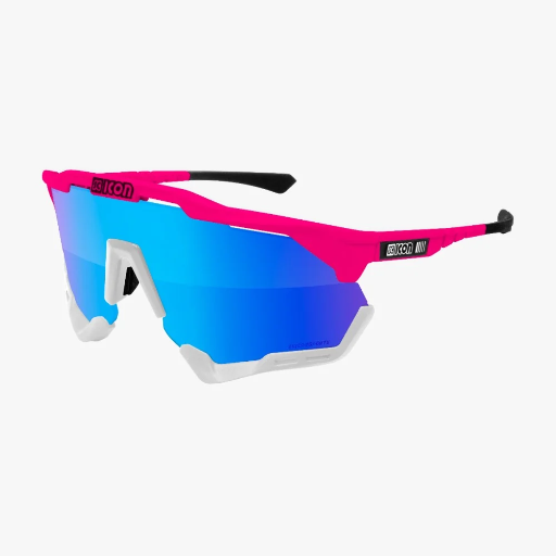 [EY250314] SCICON - AEROSHADE XL PINK FLUO MULTIMIRROR BLUE + PINK LENSES 